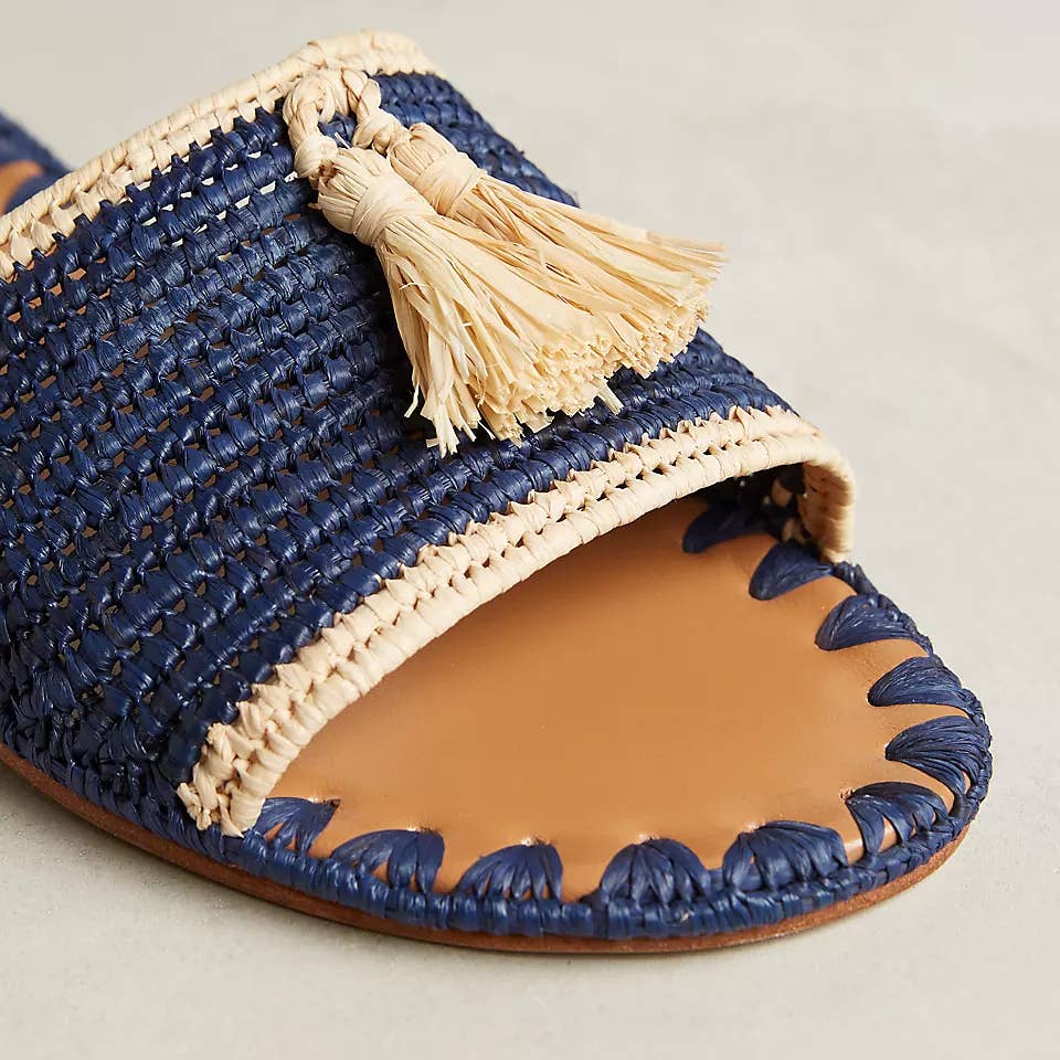 FLAT RAFFIA MULES