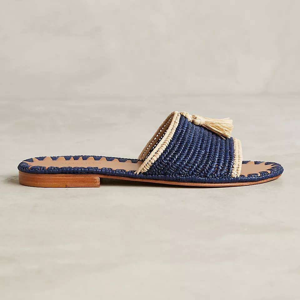 FLAT RAFFIA MULES