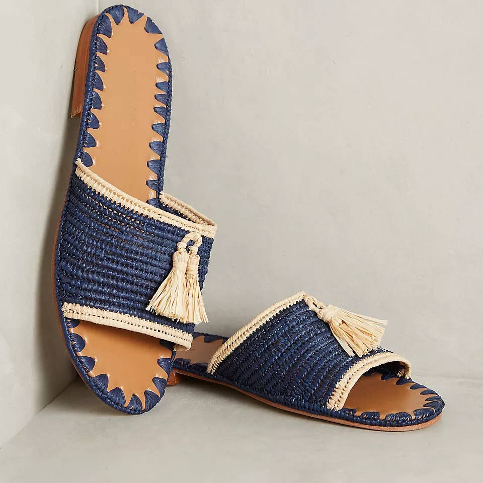 FLAT RAFFIA MULES