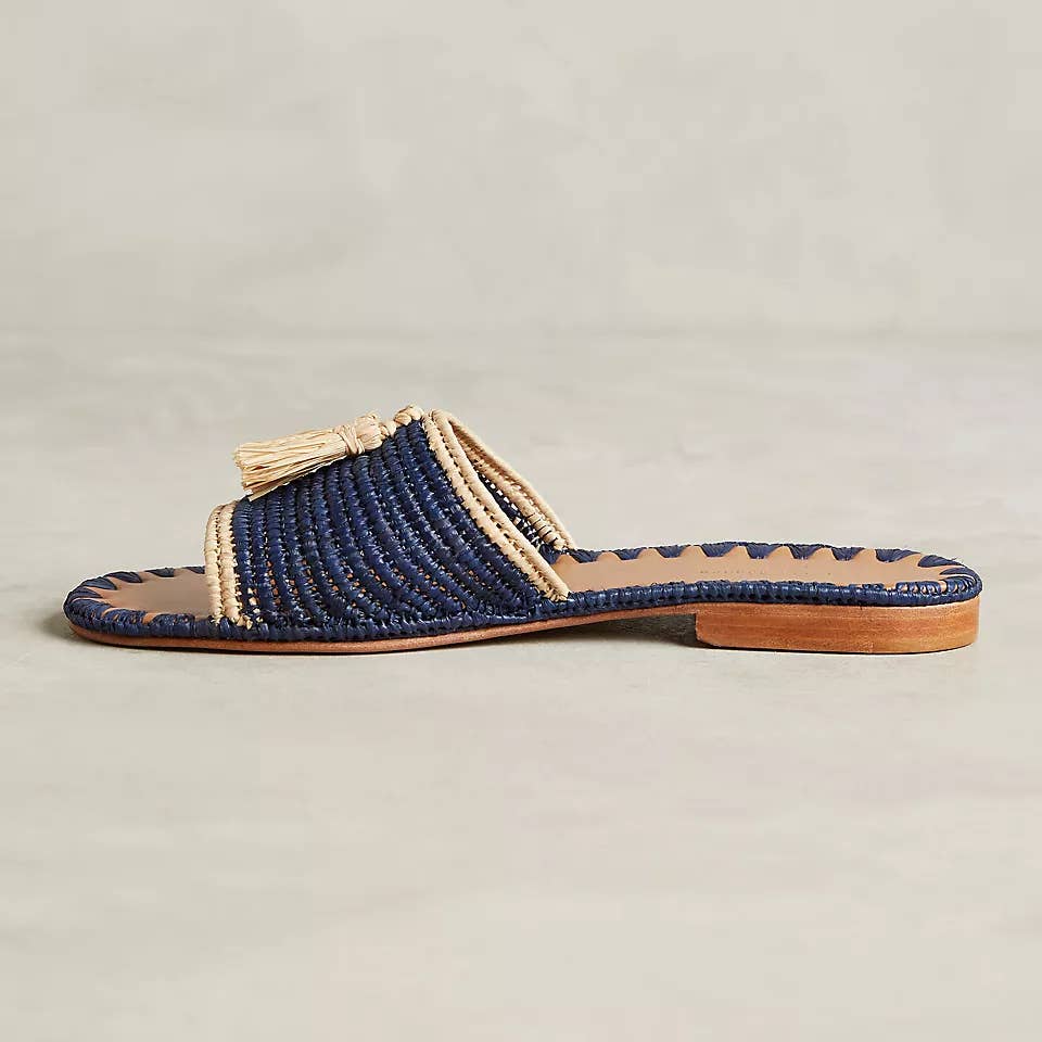 FLAT RAFFIA MULES